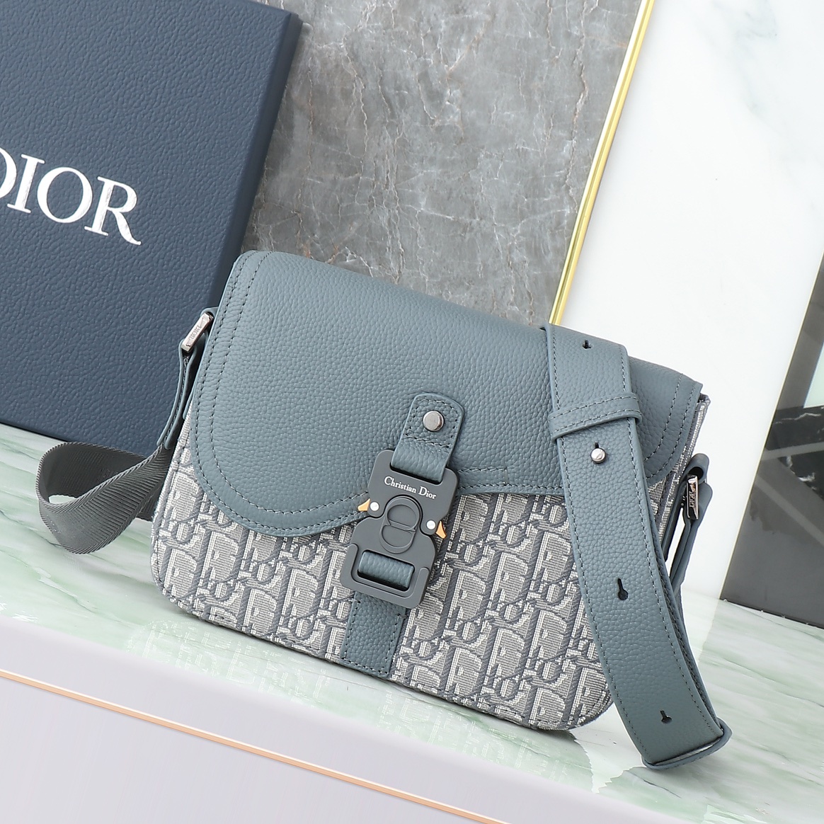 Dior Messenger Bag Cow Leather Gray L-s
