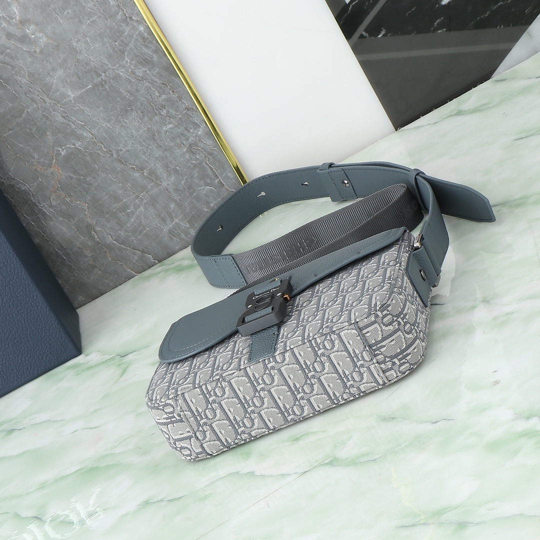 Dior Messenger Bag Cow Leather Gray L-s