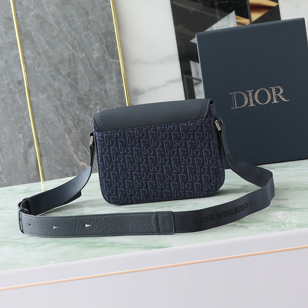 Dior Messenger Bag Cow Leather Blue L-s