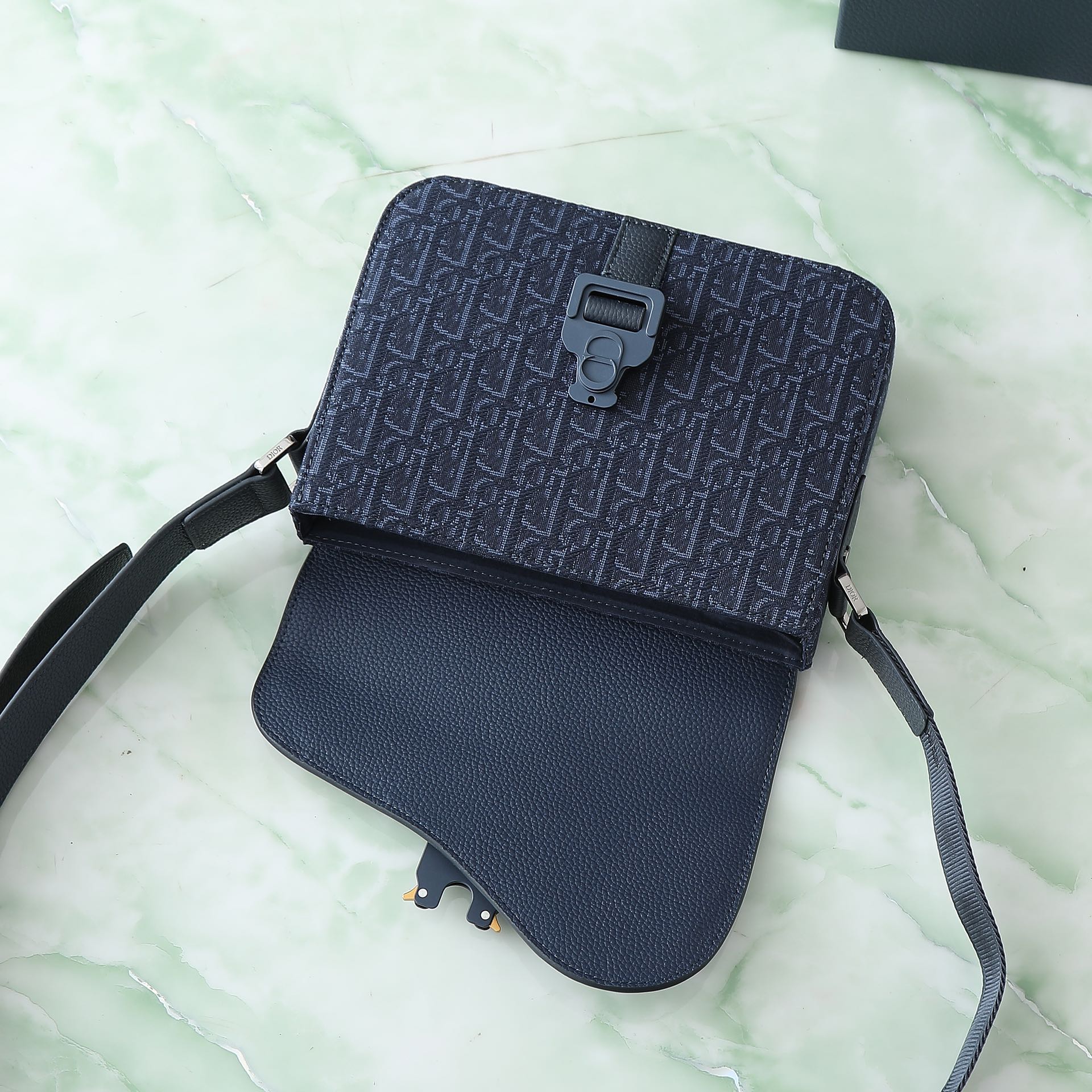 Dior Messenger Bag Cow Leather Blue L-s