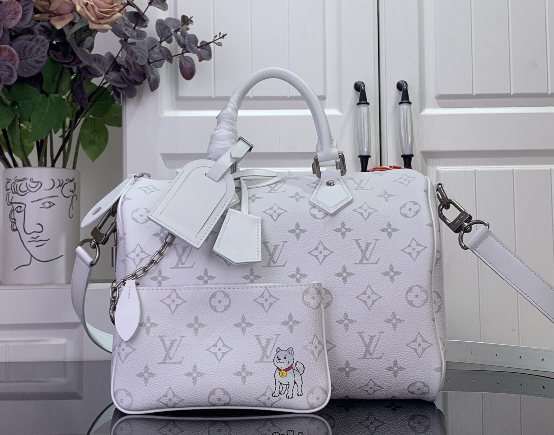 Louis Vuitton Basic Bag Cow Leather White M-s