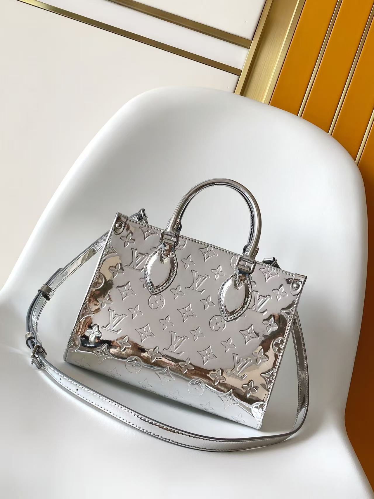 Louis Vuitton Basic Bag Canvas Silver M-l-s