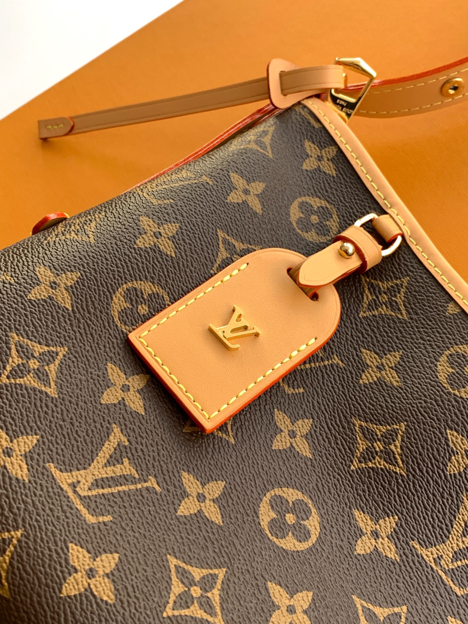 Louis Vuitton Clutch Bag Cow Leather Gold M-l-s