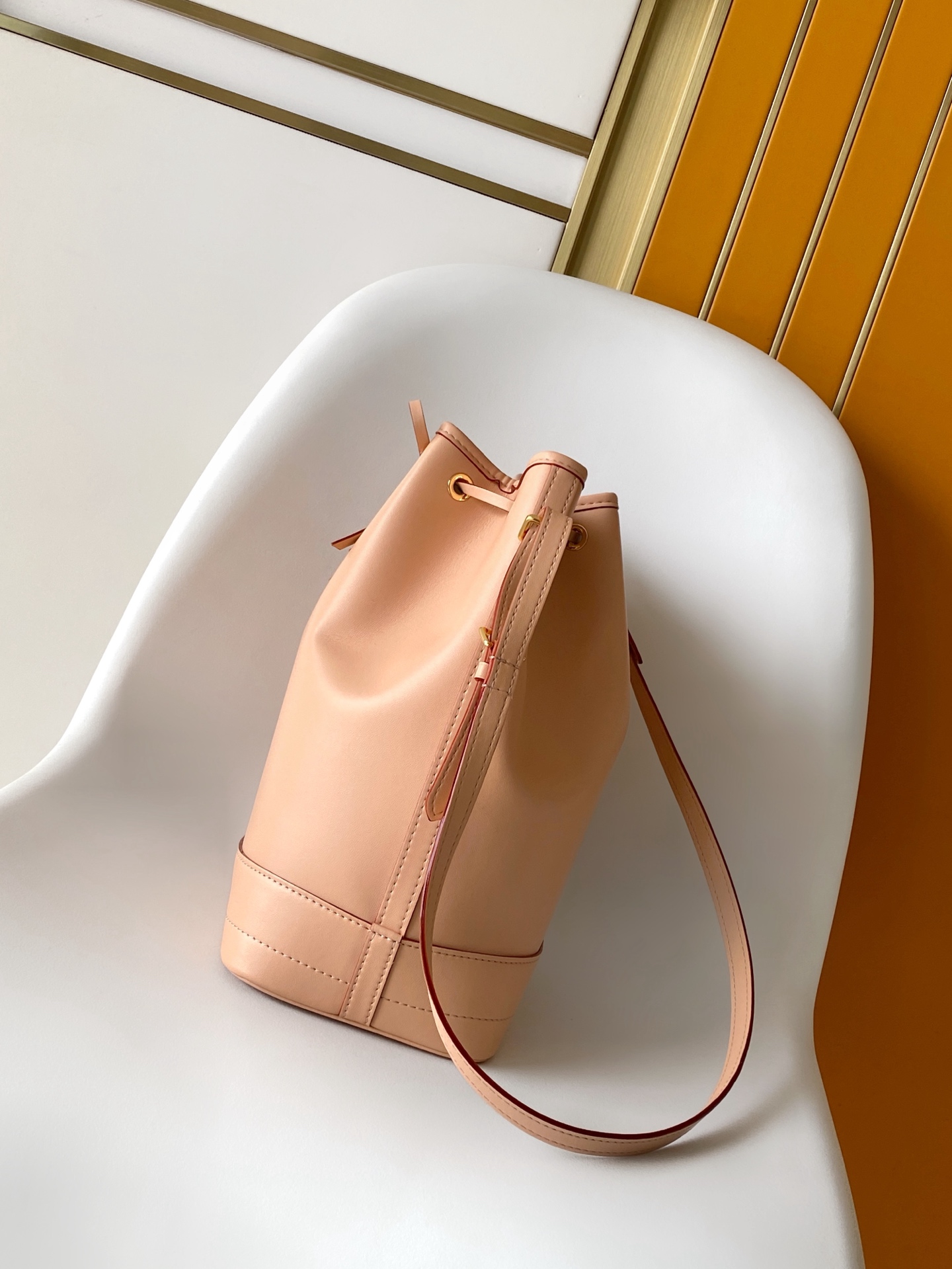 Louis Vuitton Tote Bag Cow Leather Beige M-s