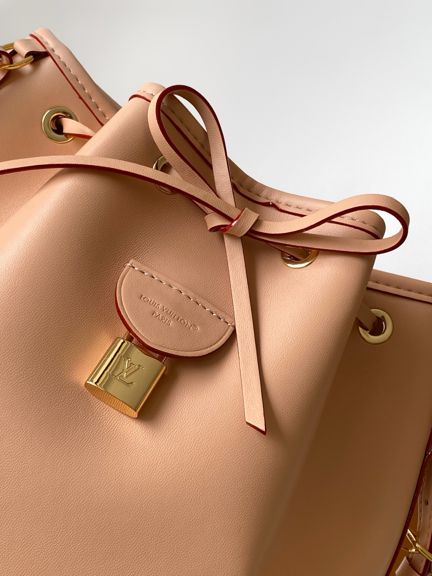 Louis Vuitton Tote Bag Cow Leather Beige M-s