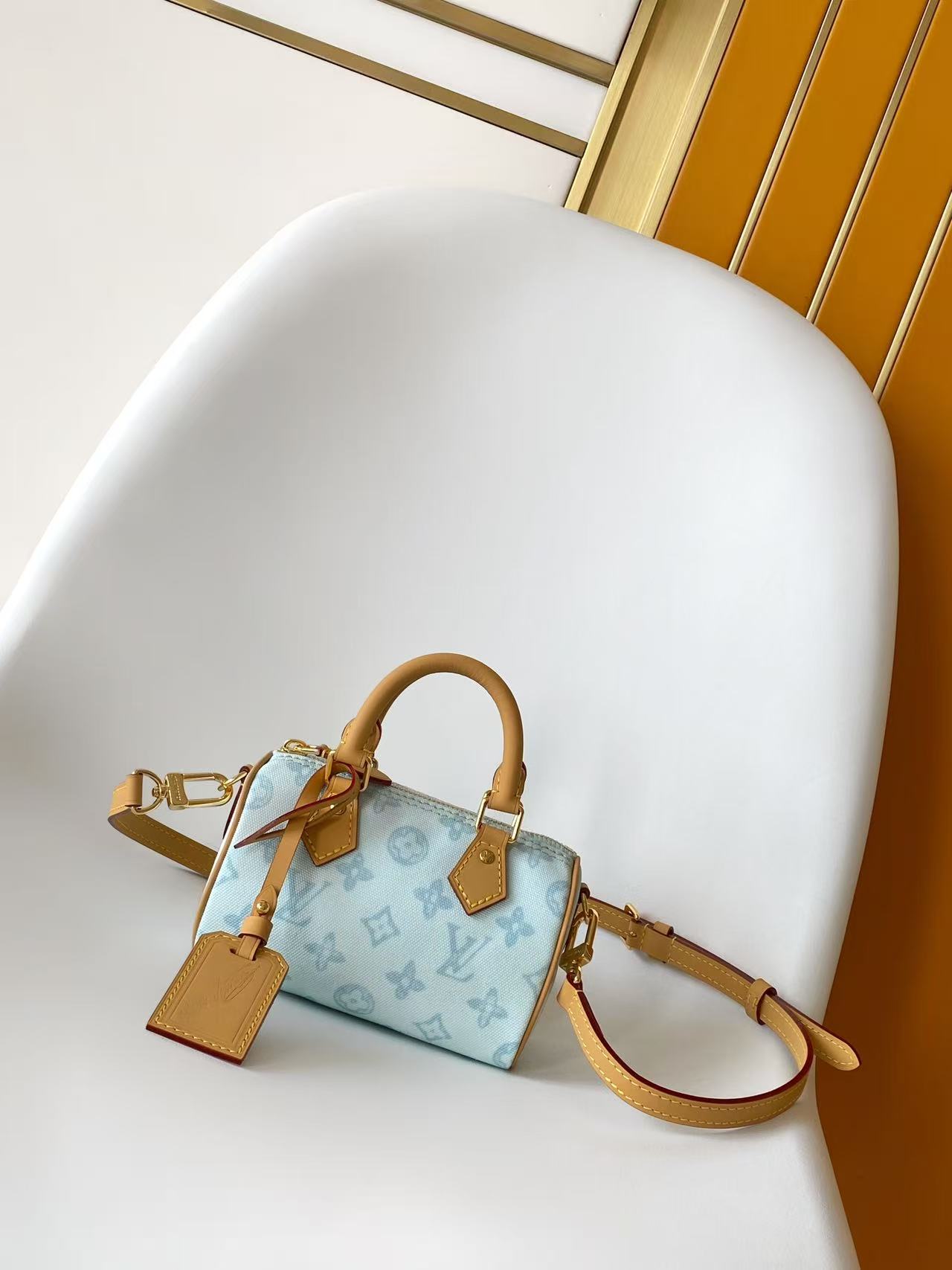 Louis Vuitton Basic Bag Cow Leather Blue M-s