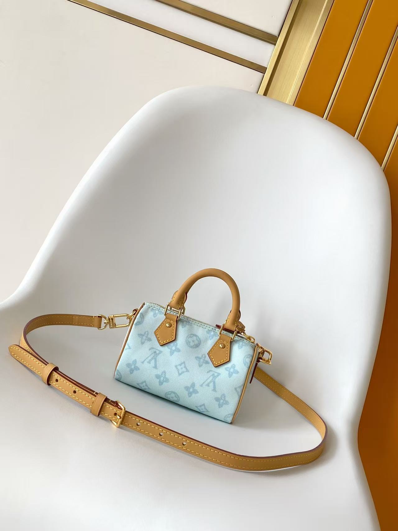 Louis Vuitton Basic Bag Cow Leather Blue M-s