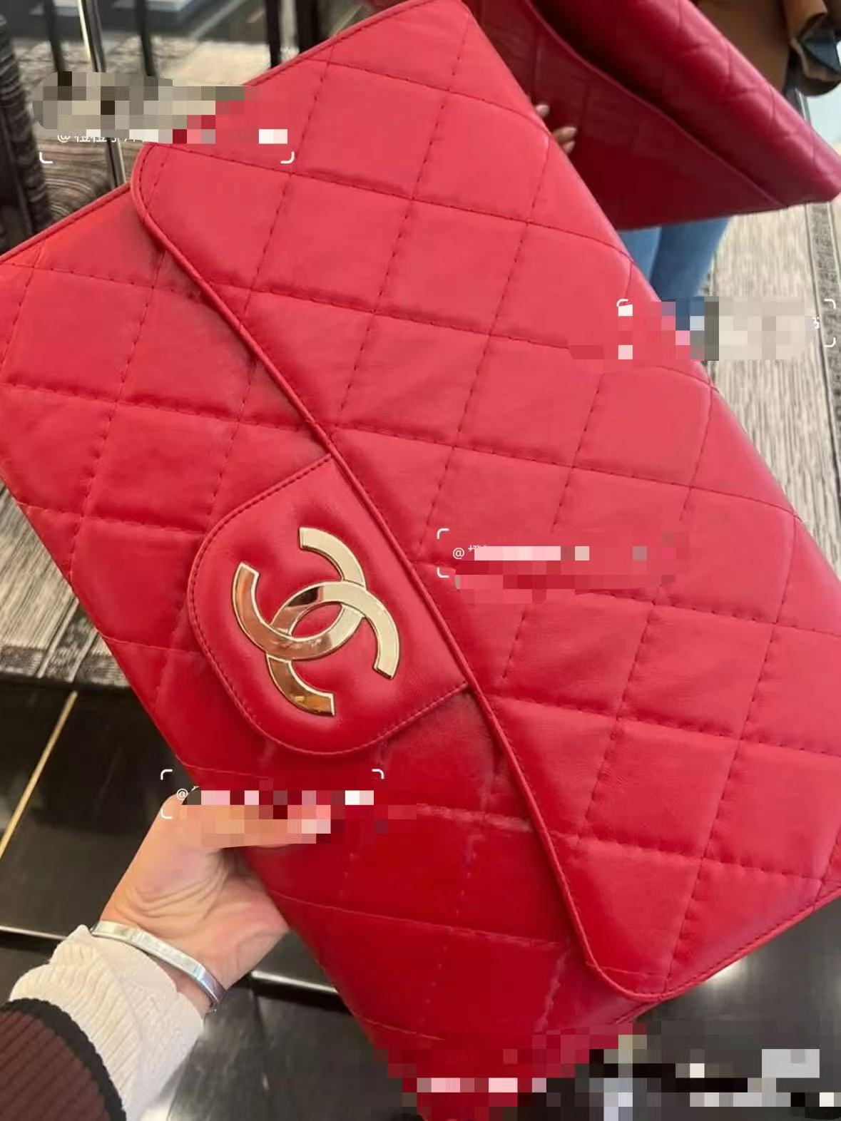 Chanel Female Clutch Bag Cow Leather Red Large Capacity M-l-s