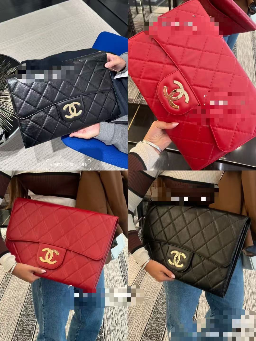 Chanel Female Clutch Bag Cow Leather Red Large Capacity M-l-s