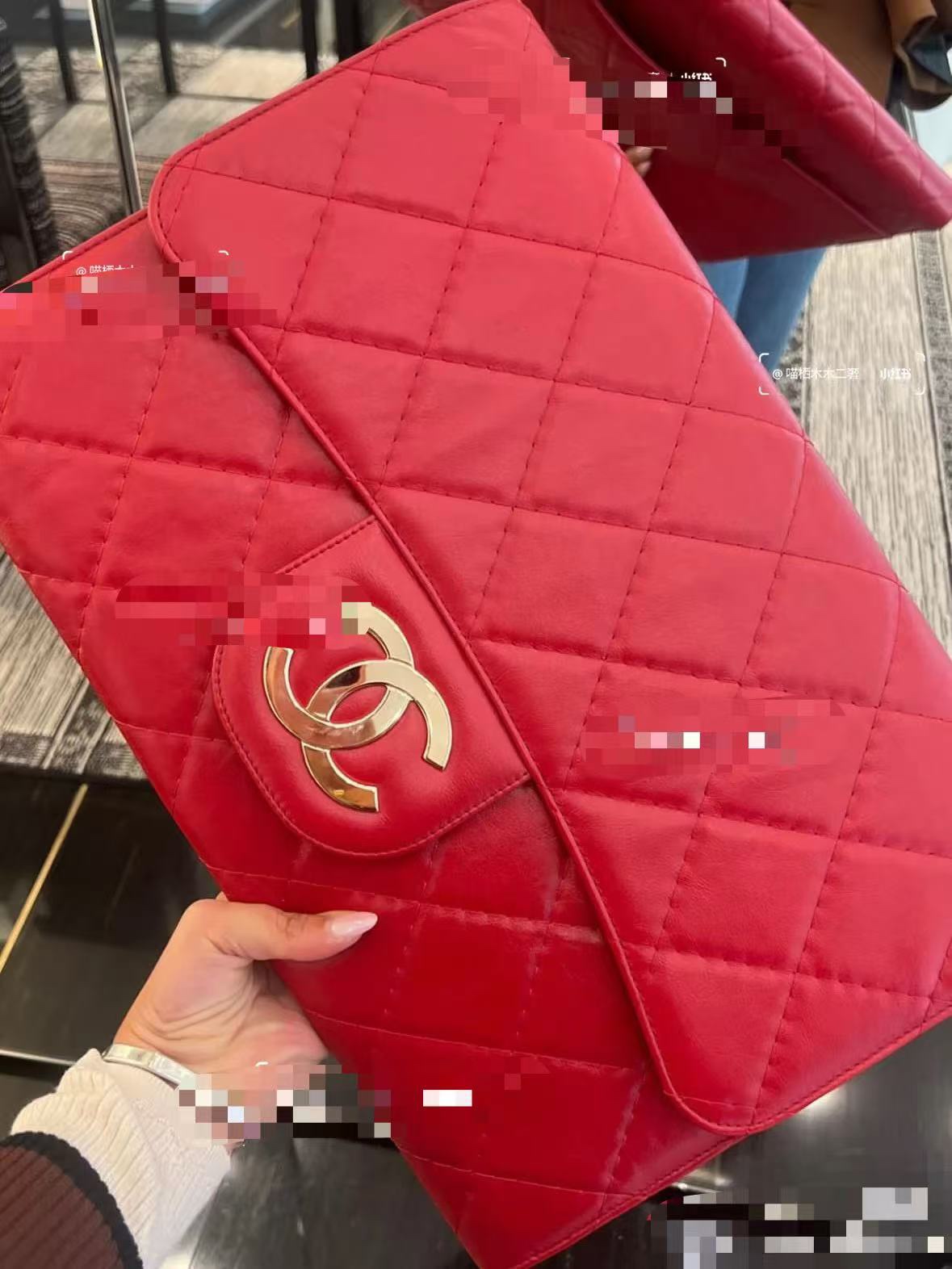 Chanel Female Clutch Bag Cow Leather Red Large Capacity M-l-s