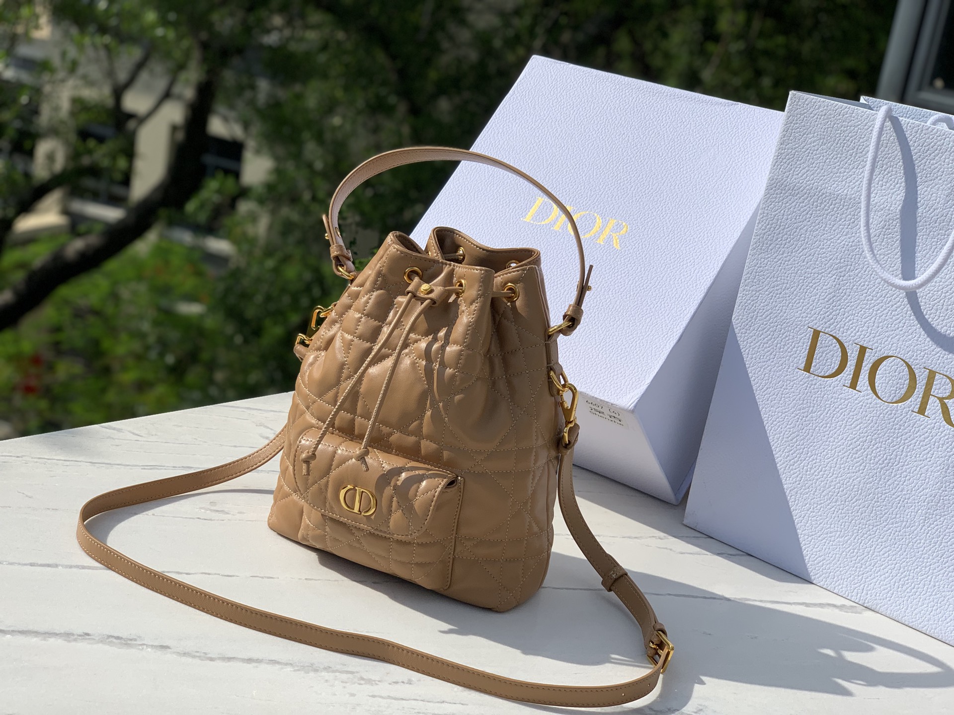 Dior Bucket Bag Sheepskin Gold M
