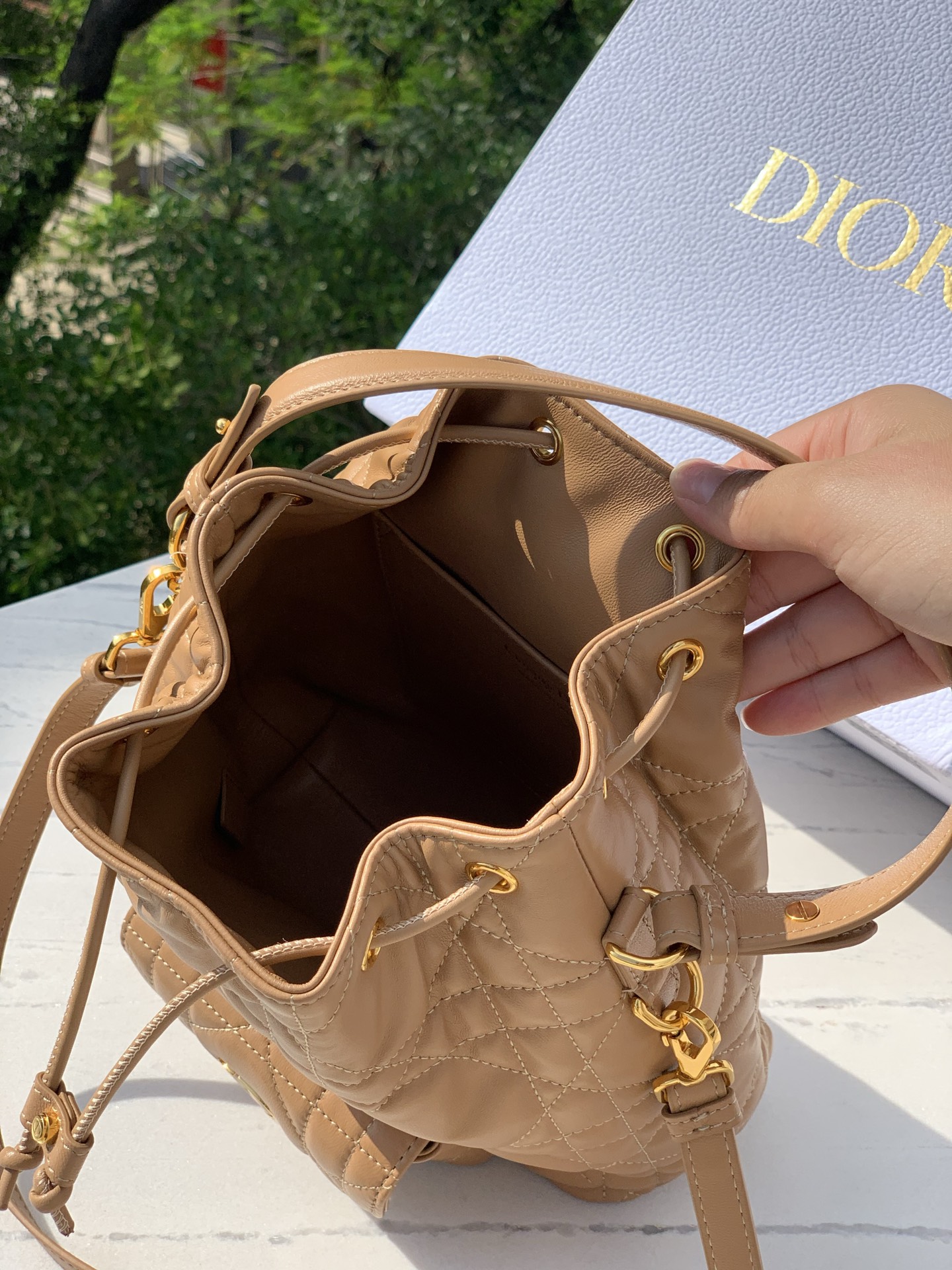 Dior Bucket Bag Sheepskin Gold M