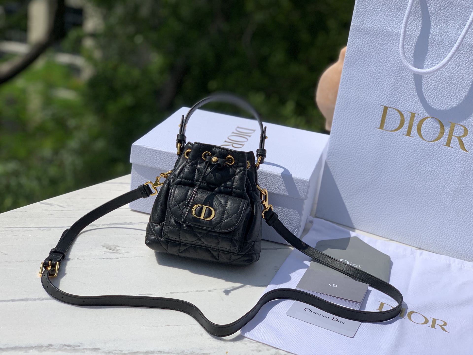 Dior Bucket Bag Sheepskin Gold 15cm