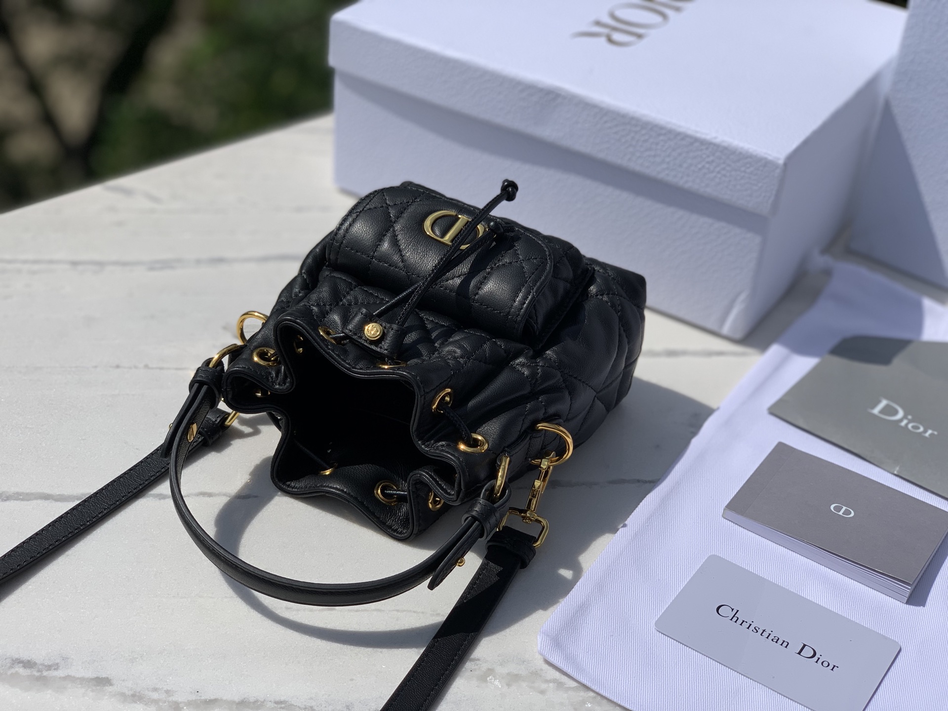 Dior Bucket Bag Sheepskin Gold 15cm