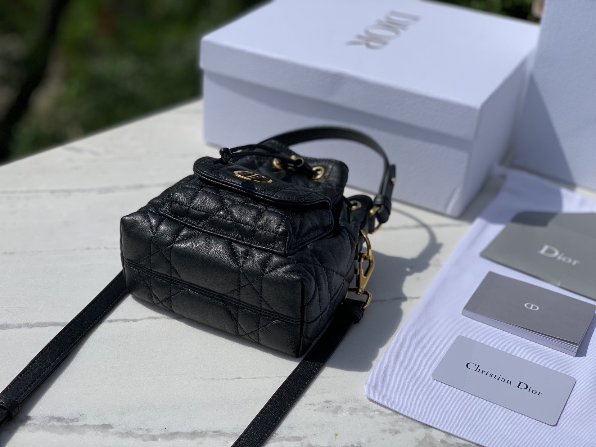 Dior Bucket Bag Sheepskin Gold 15cm