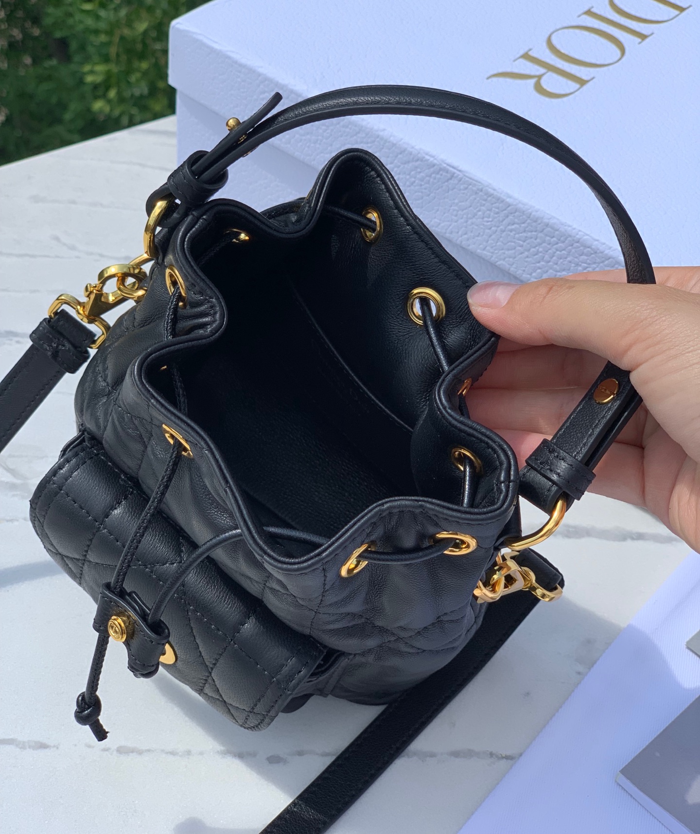 Dior Bucket Bag Sheepskin Gold 15cm