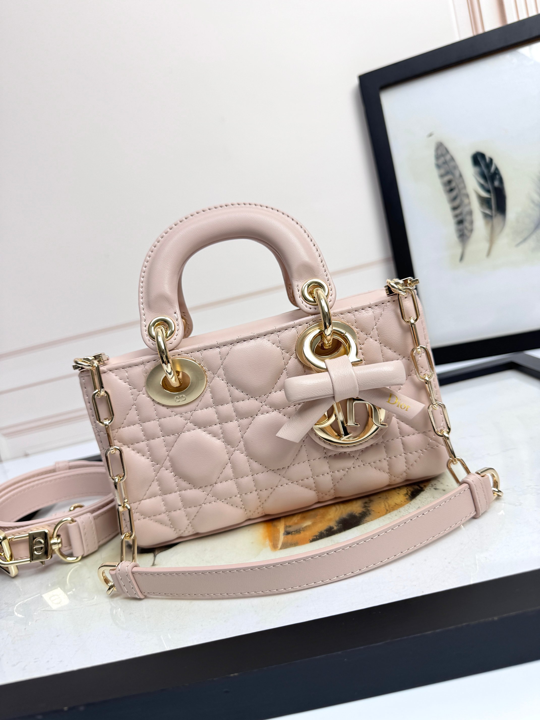 Dior Female Basic Bag Sheepskin Pink M-l