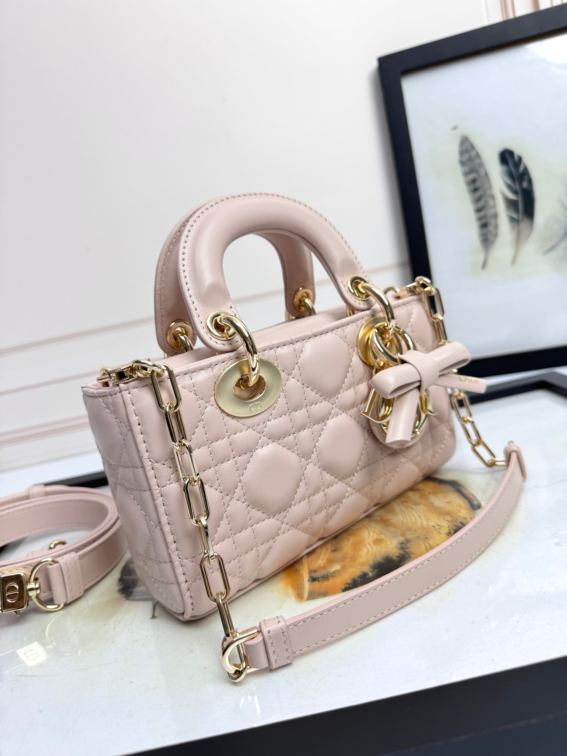Dior Female Basic Bag Sheepskin Pink M-l