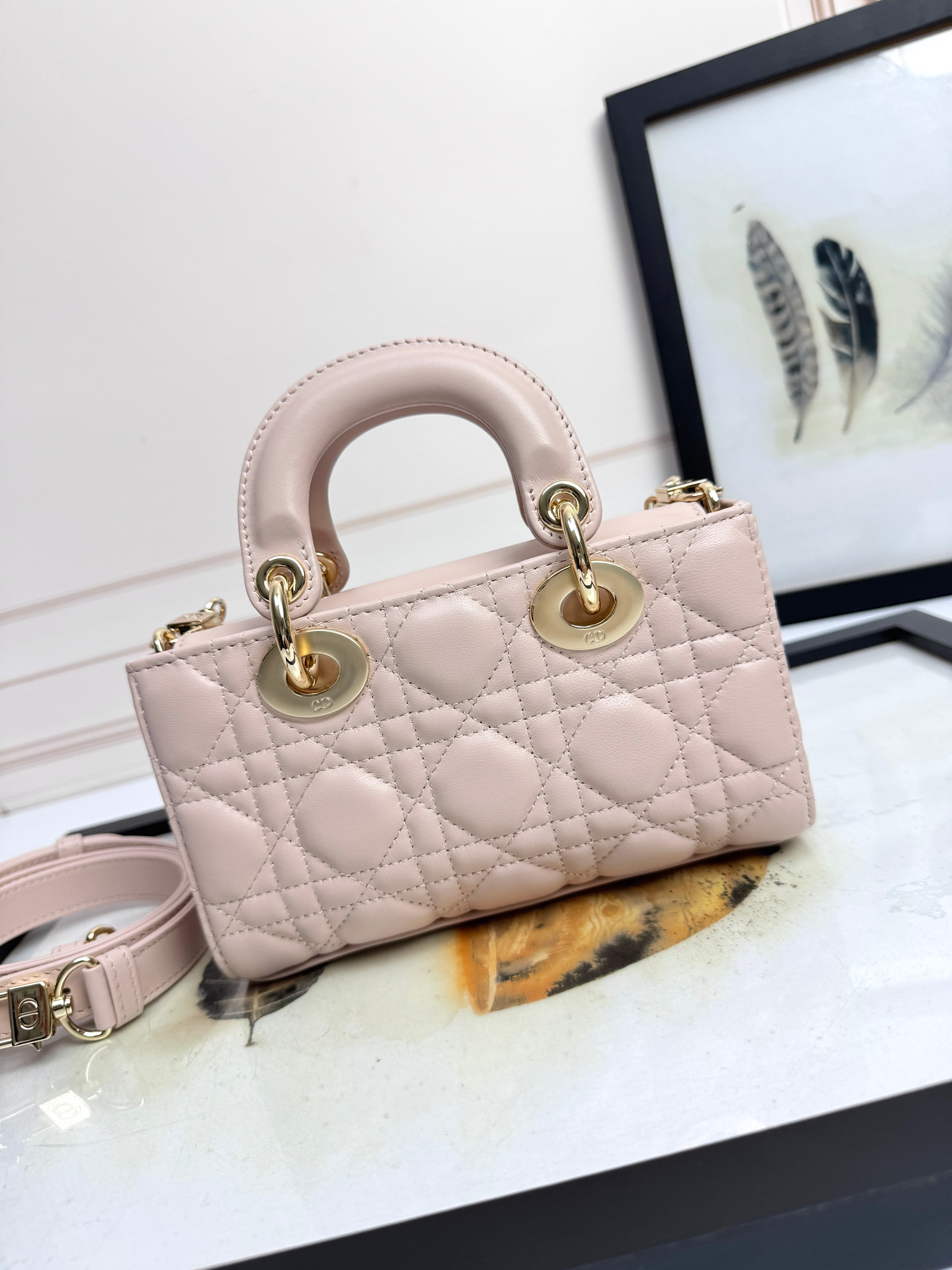 Dior Female Basic Bag Sheepskin Pink M-l