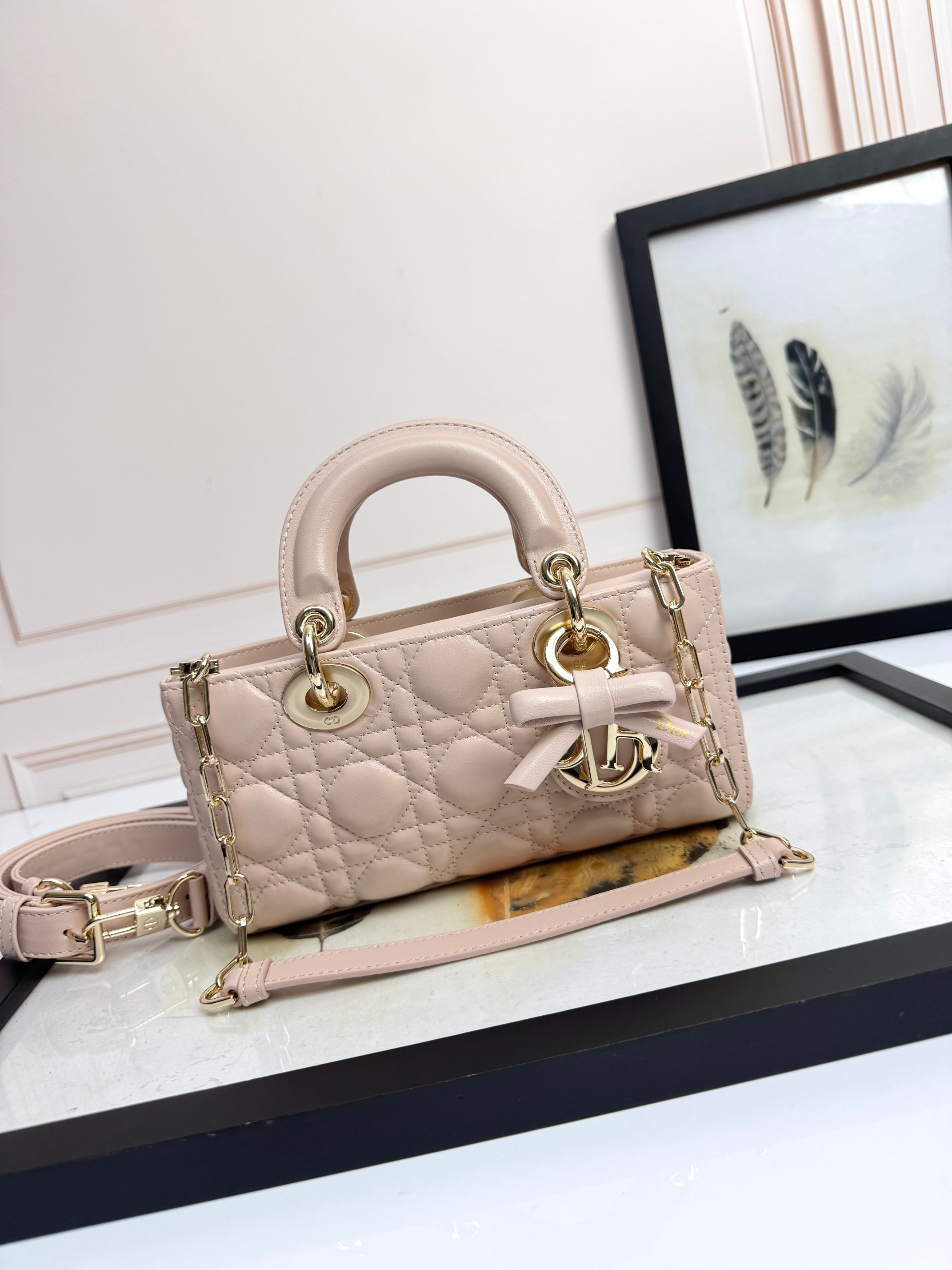 Dior Female Basic Bag Sheepskin Pink M-l