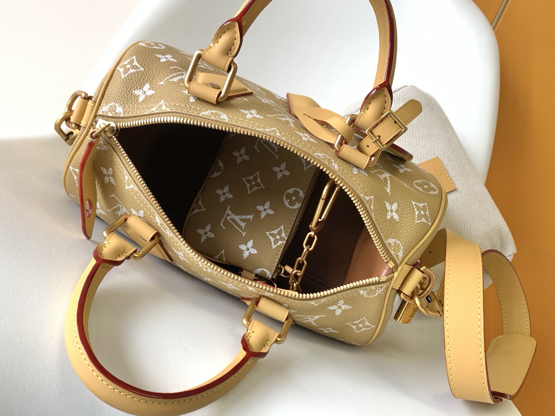 Louis Vuitton Basic Bag Cow Leather Gold 15cm-m-l-s
