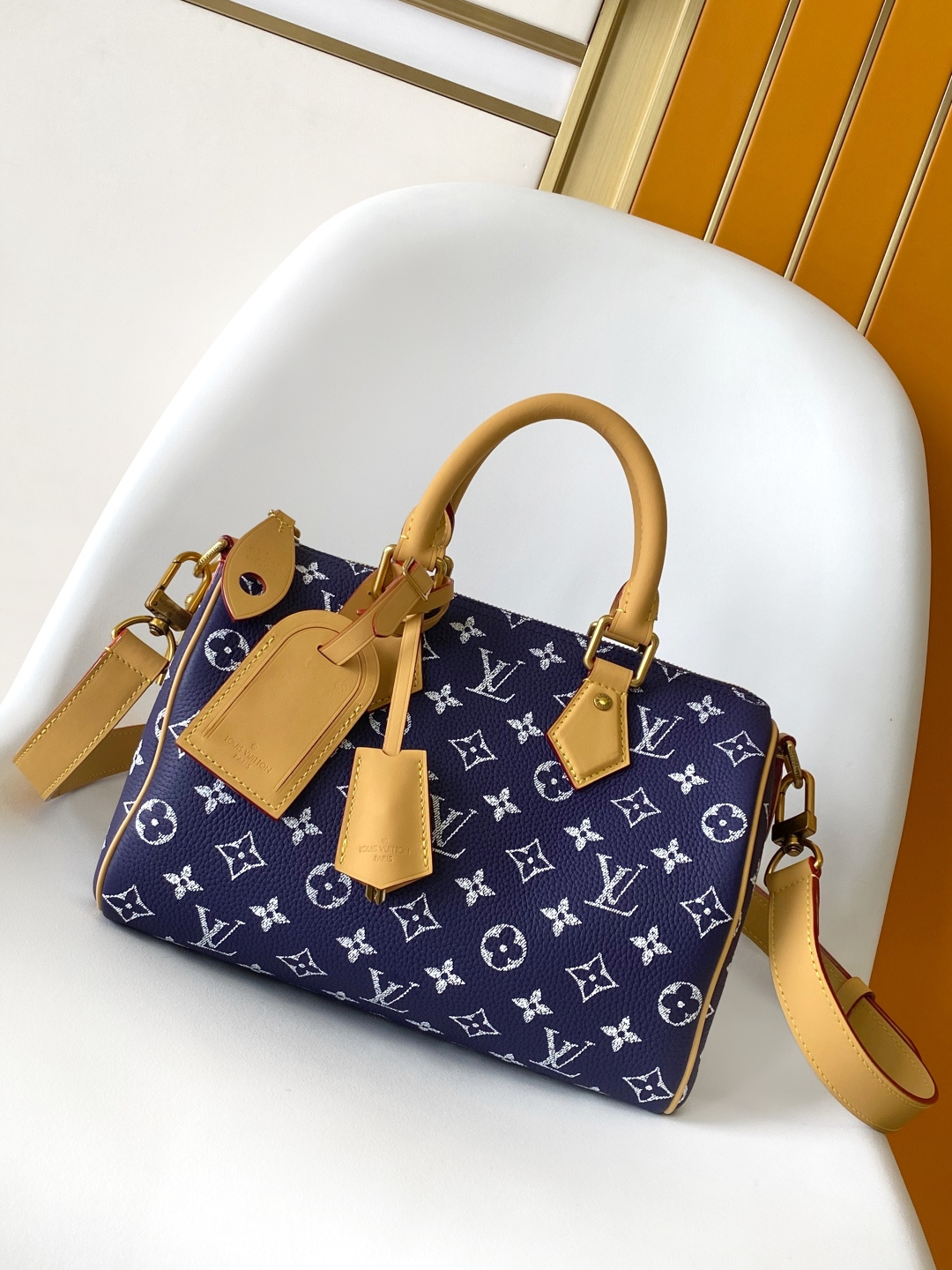 Louis Vuitton Basic Bag Cow Leather Blue 15cm-m-l-s