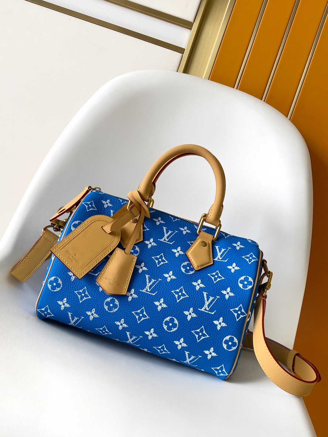 Louis Vuitton Basic Bag Cow Leather Blue 15cm-m-l-s