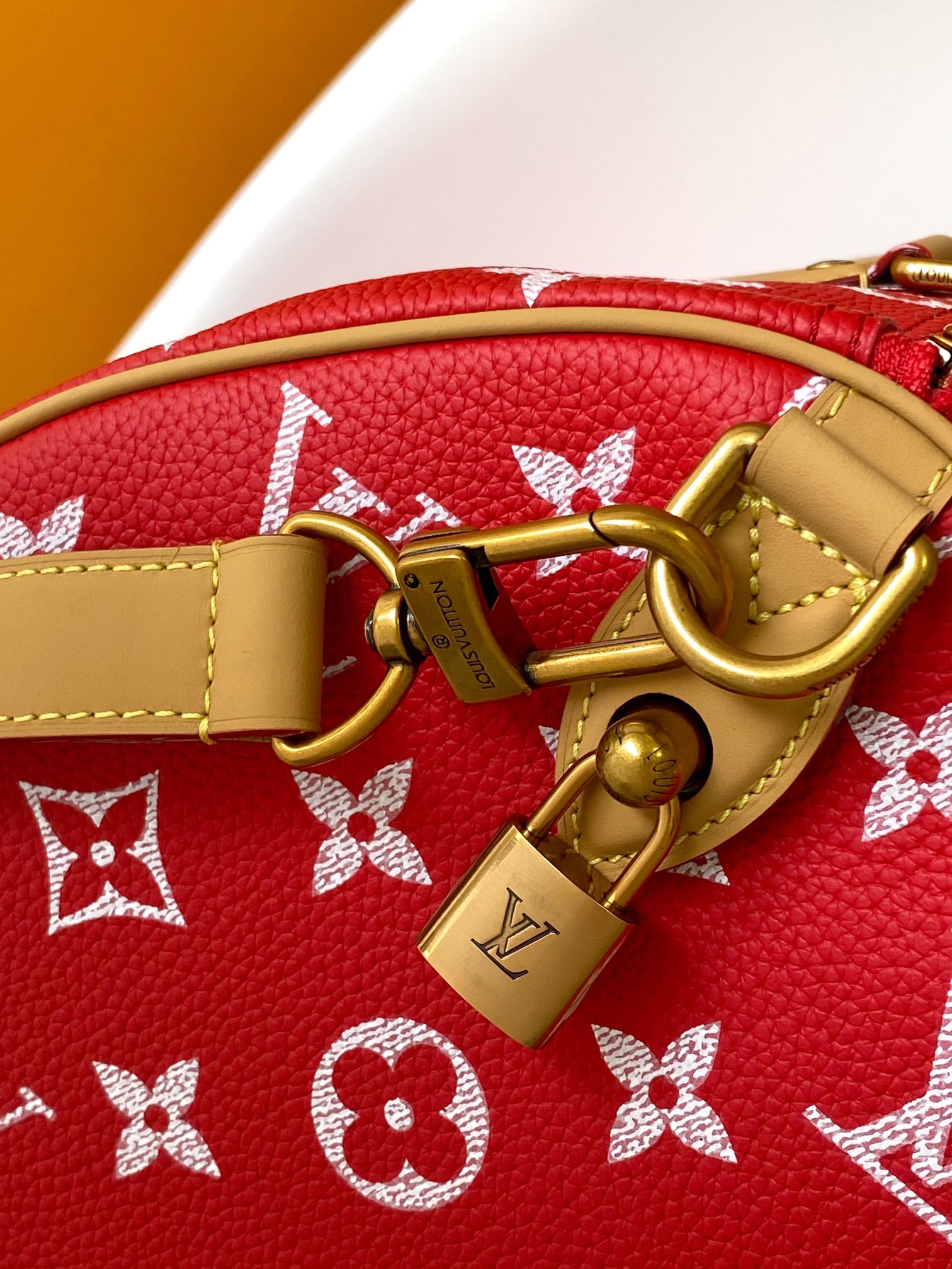 Louis Vuitton Basic Bag Cow Leather Red M-l-s