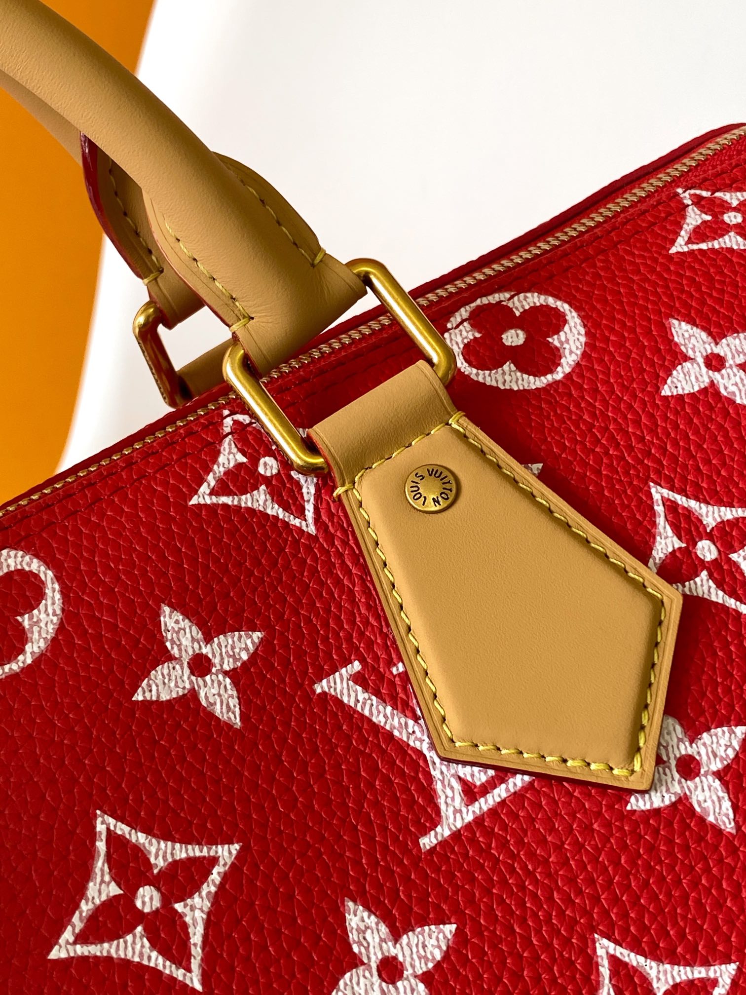 Louis Vuitton Basic Bag Cow Leather Red M-l-s