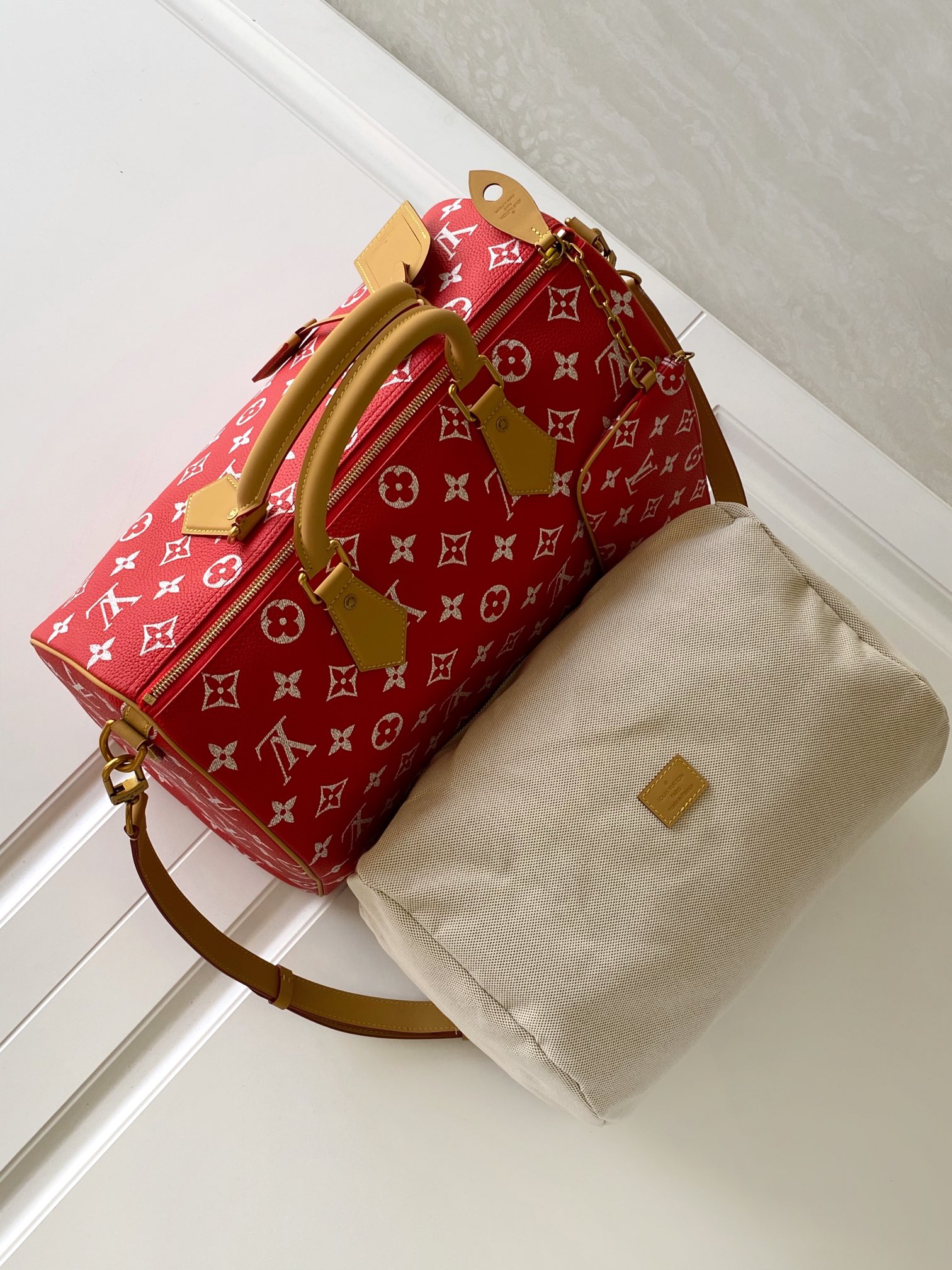 Louis Vuitton Basic Bag Cow Leather Red M-l-s