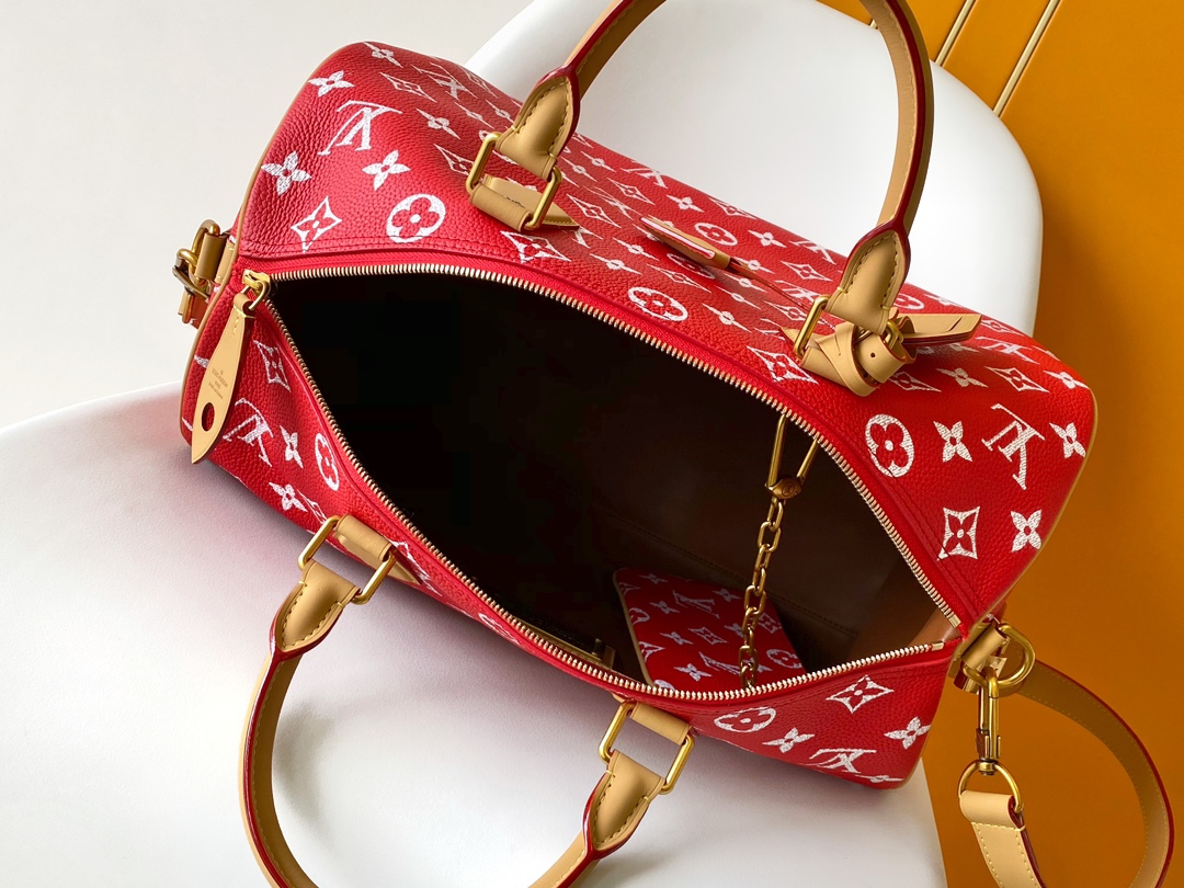 Louis Vuitton Basic Bag Cow Leather Red M-l-s