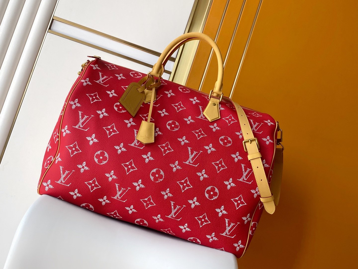 Louis Vuitton Basic Bag Cow Leather Red M-l-s