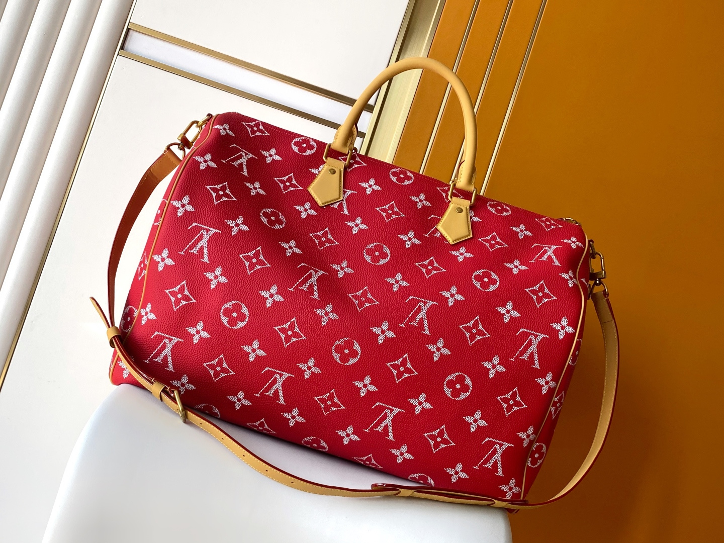 Louis Vuitton Basic Bag Cow Leather Red M-l-s