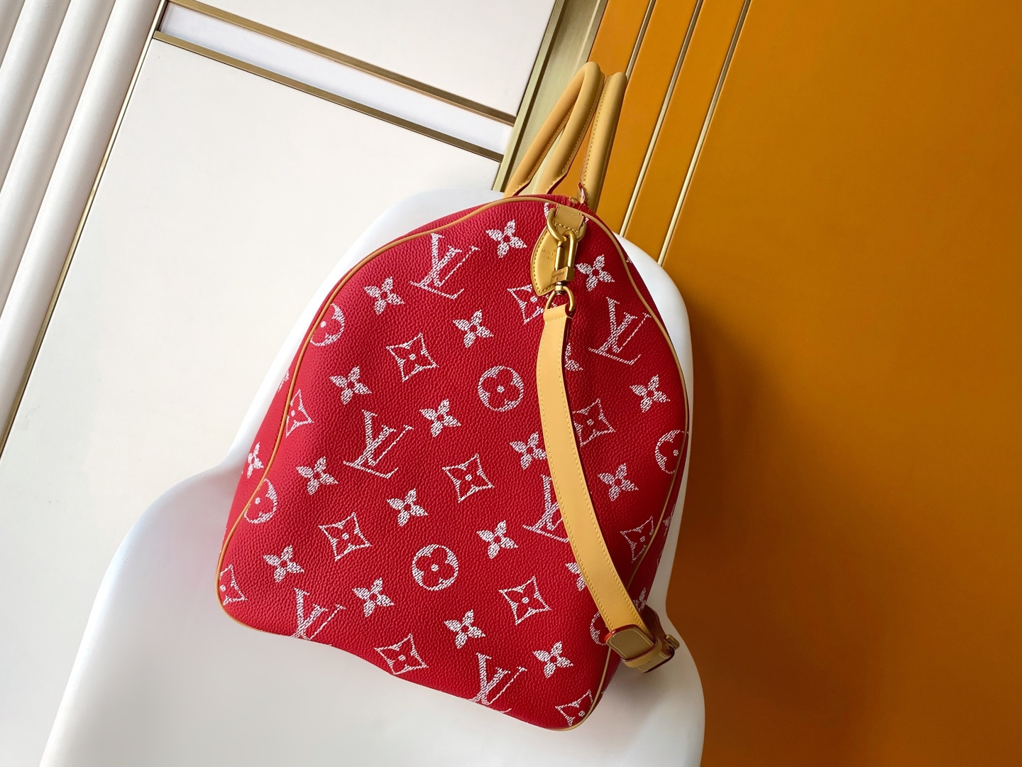 Louis Vuitton Basic Bag Cow Leather Red M-l-s