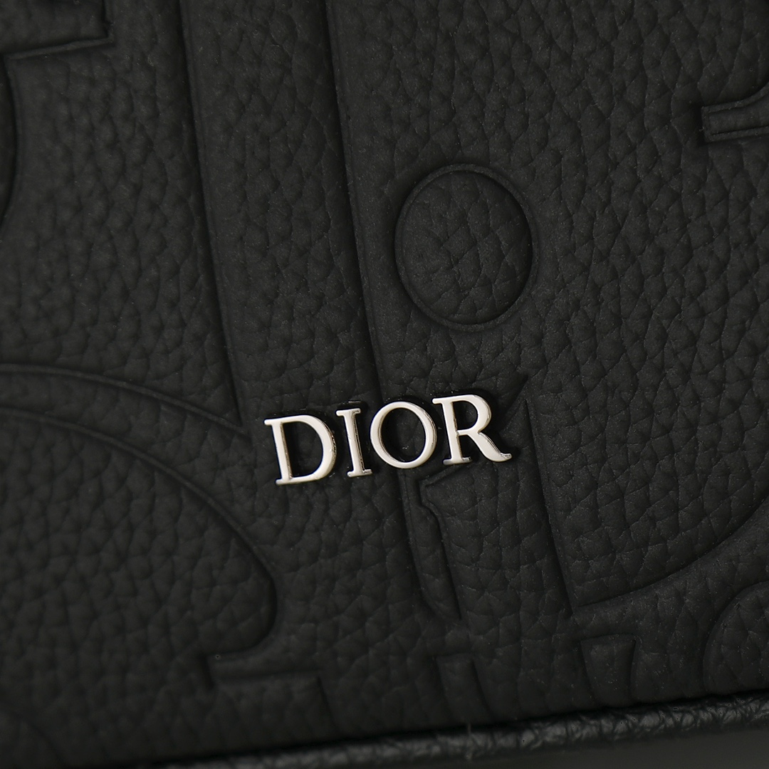 Dior Briefcase Cow Leather Black Foldable L-s-180l