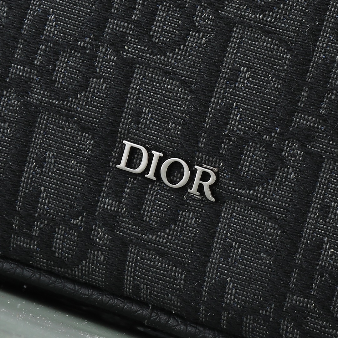 Dior Briefcase Cow Leather Black Foldable L-s