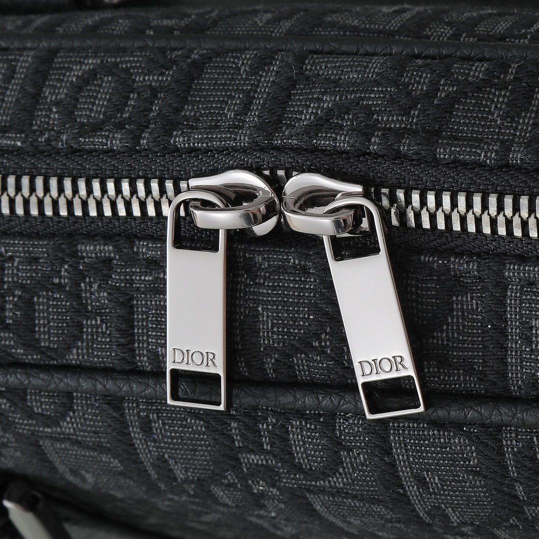 Dior Briefcase Cow Leather Black Foldable L-s