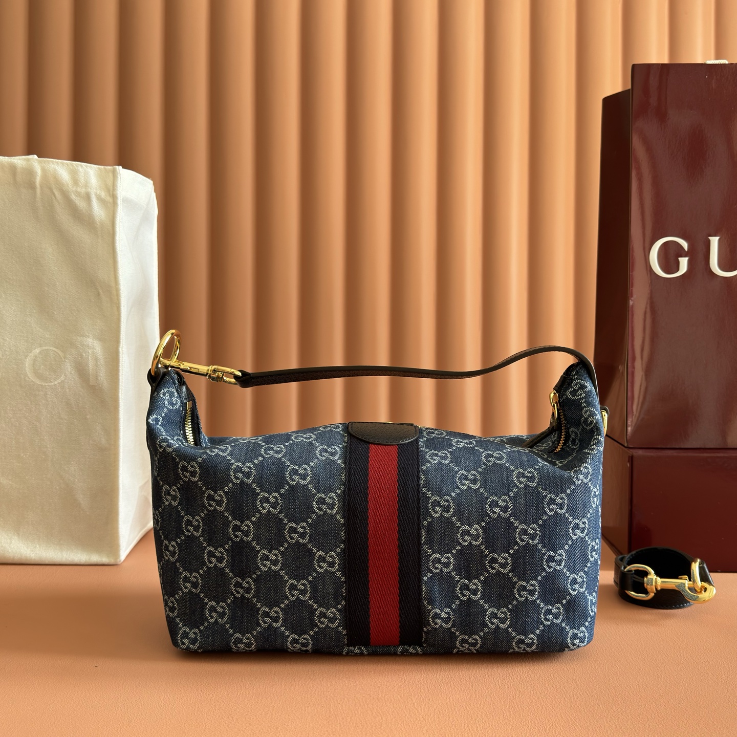 Gucci Tote Bag Canvas Brown Foldable