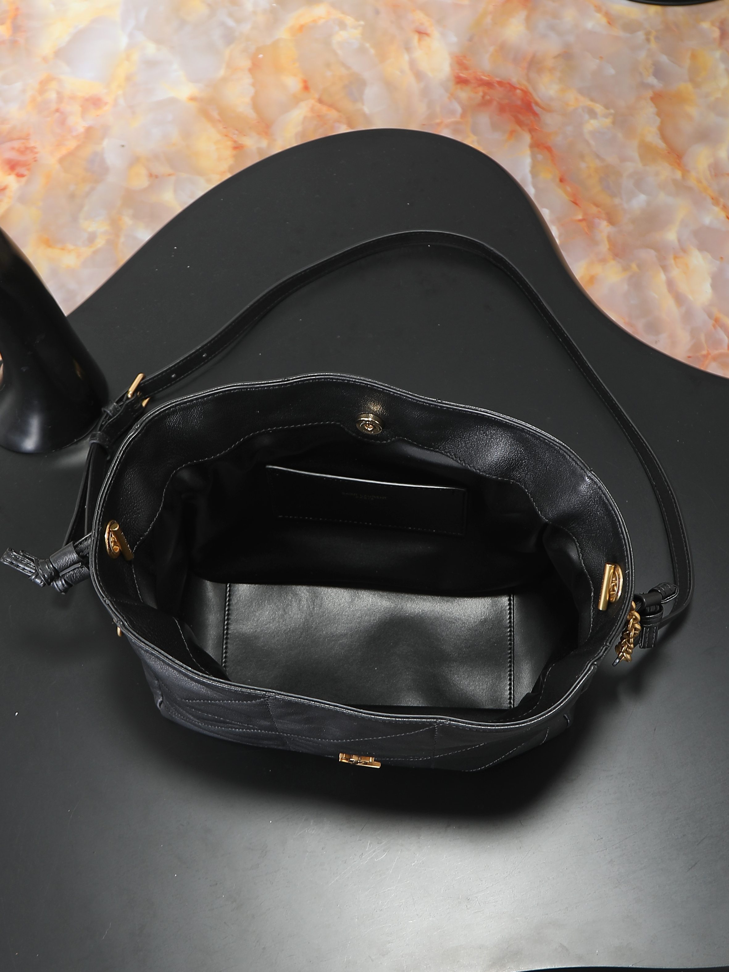 Ysl Tote Bag Sheepskin Black 11cm-m-l-s