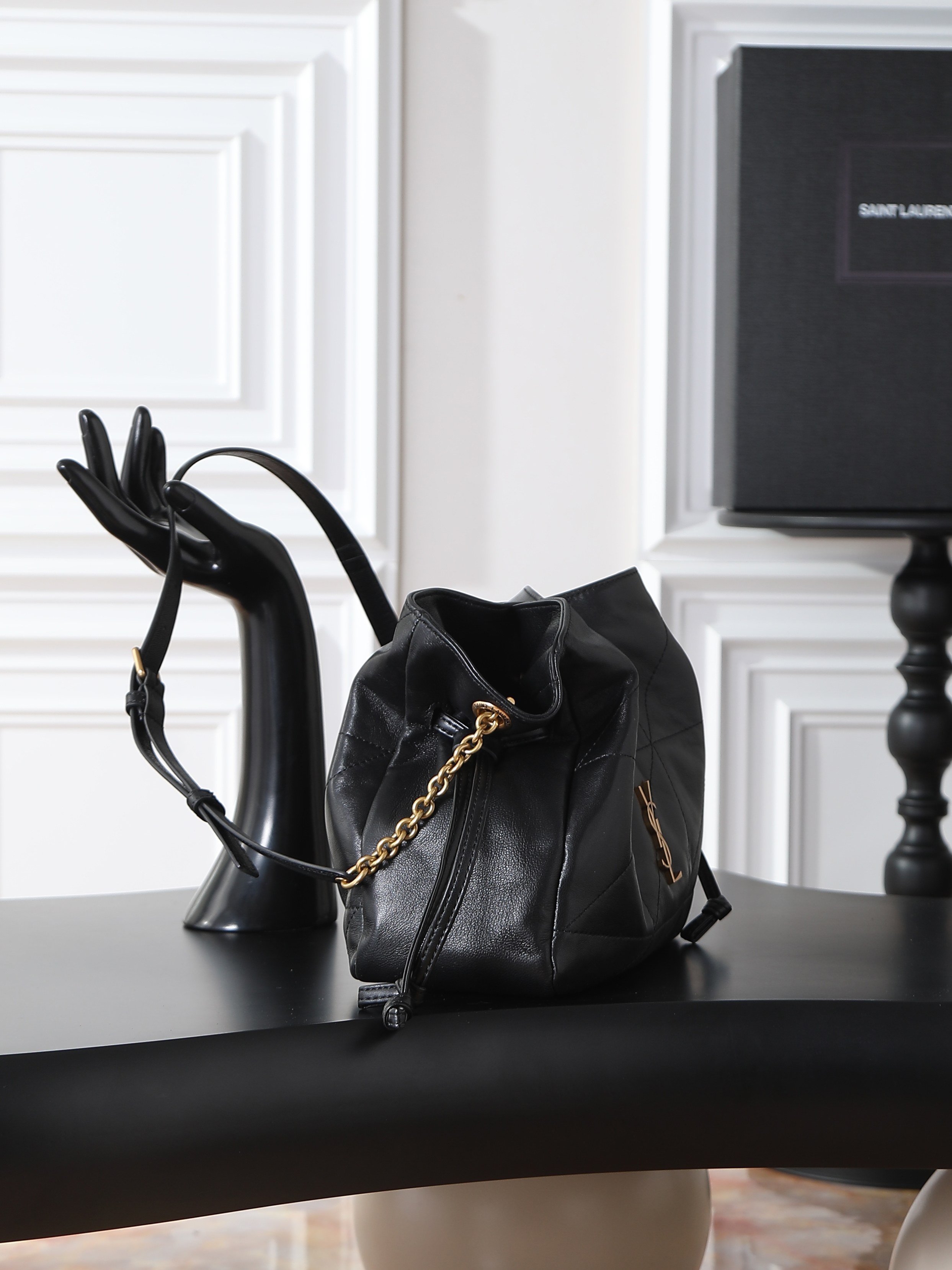 Ysl Tote Bag Sheepskin Black 11cm-m-l-s