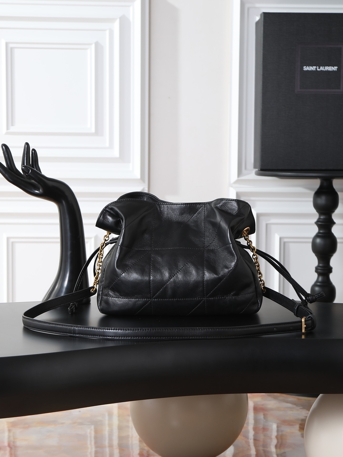 Ysl Tote Bag Sheepskin Black 11cm-m-l-s