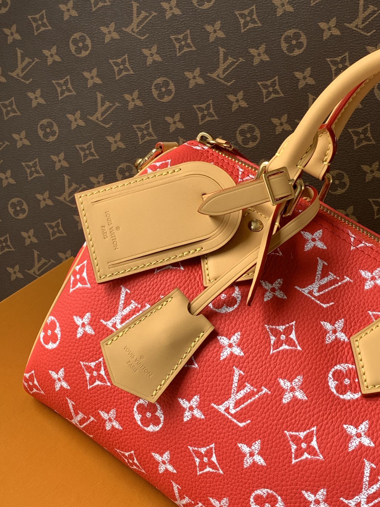 Louis Vuitton Basic Bag Cow Leather Red M-l-s