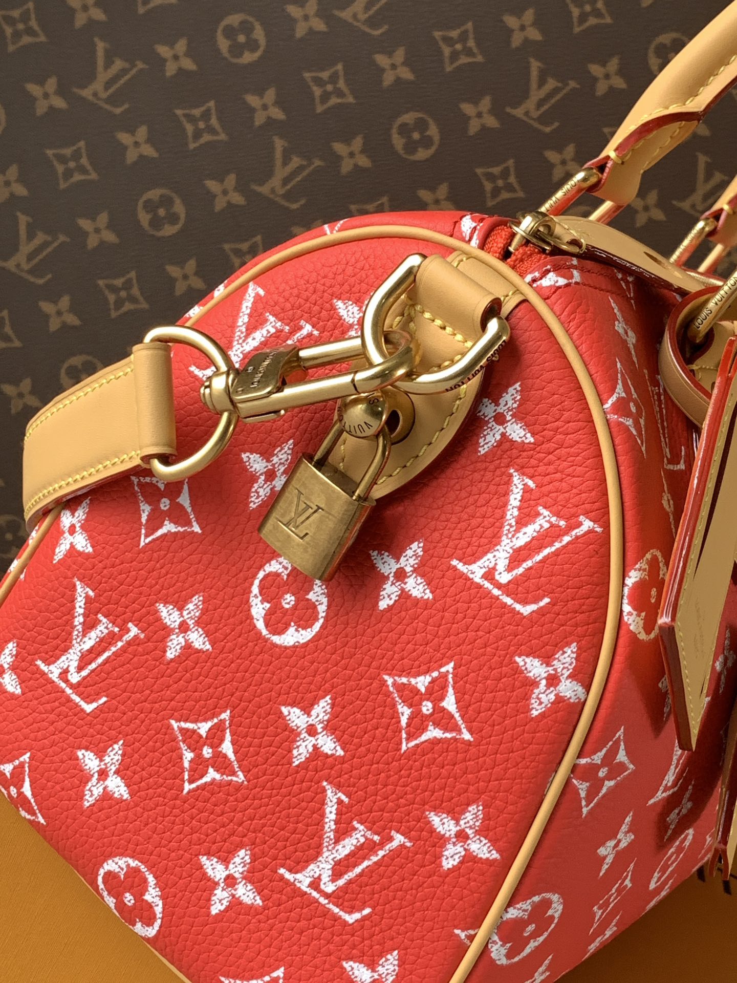 Louis Vuitton Basic Bag Cow Leather Red M-l-s