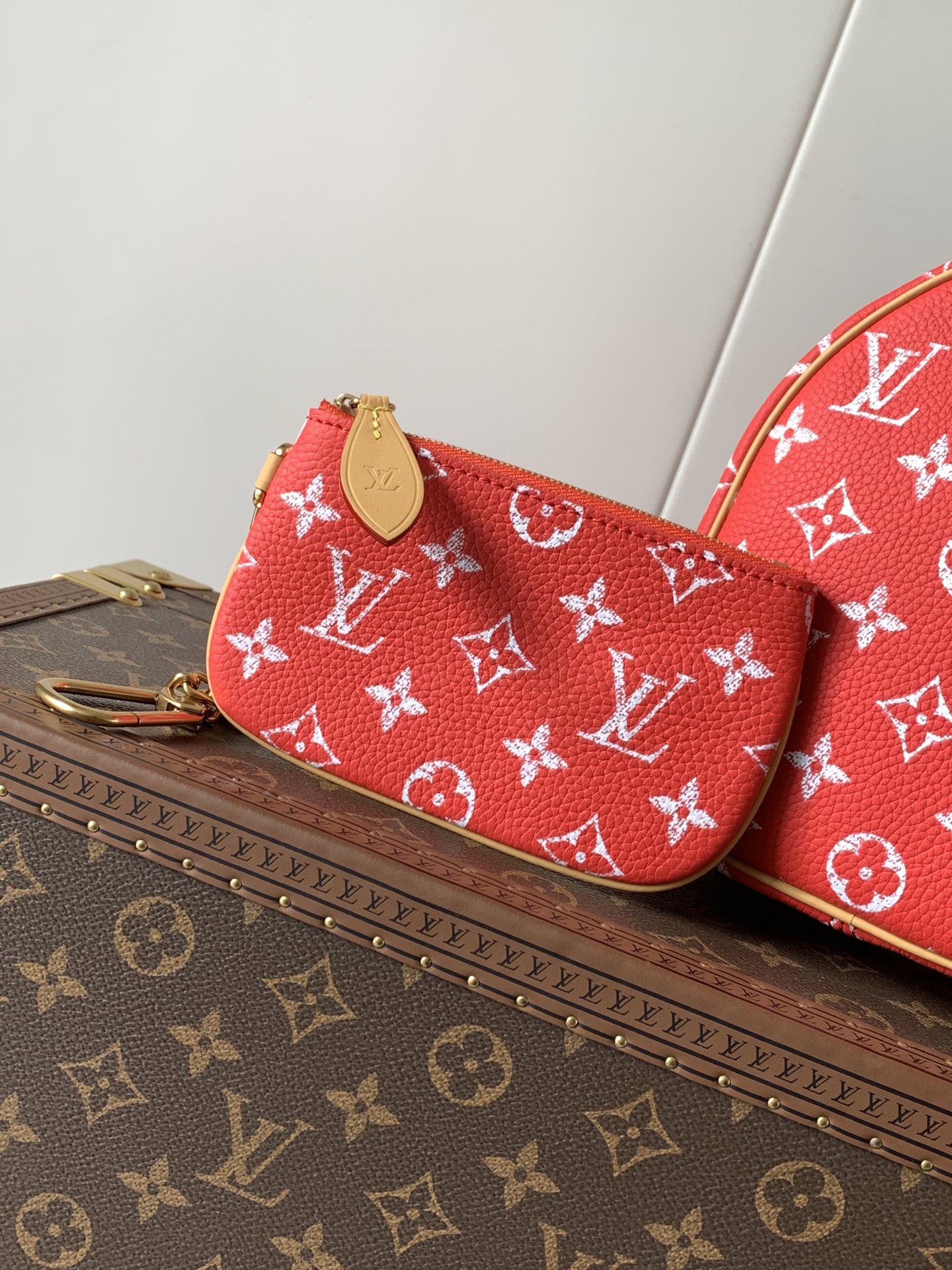 Louis Vuitton Basic Bag Cow Leather Red M-l-s