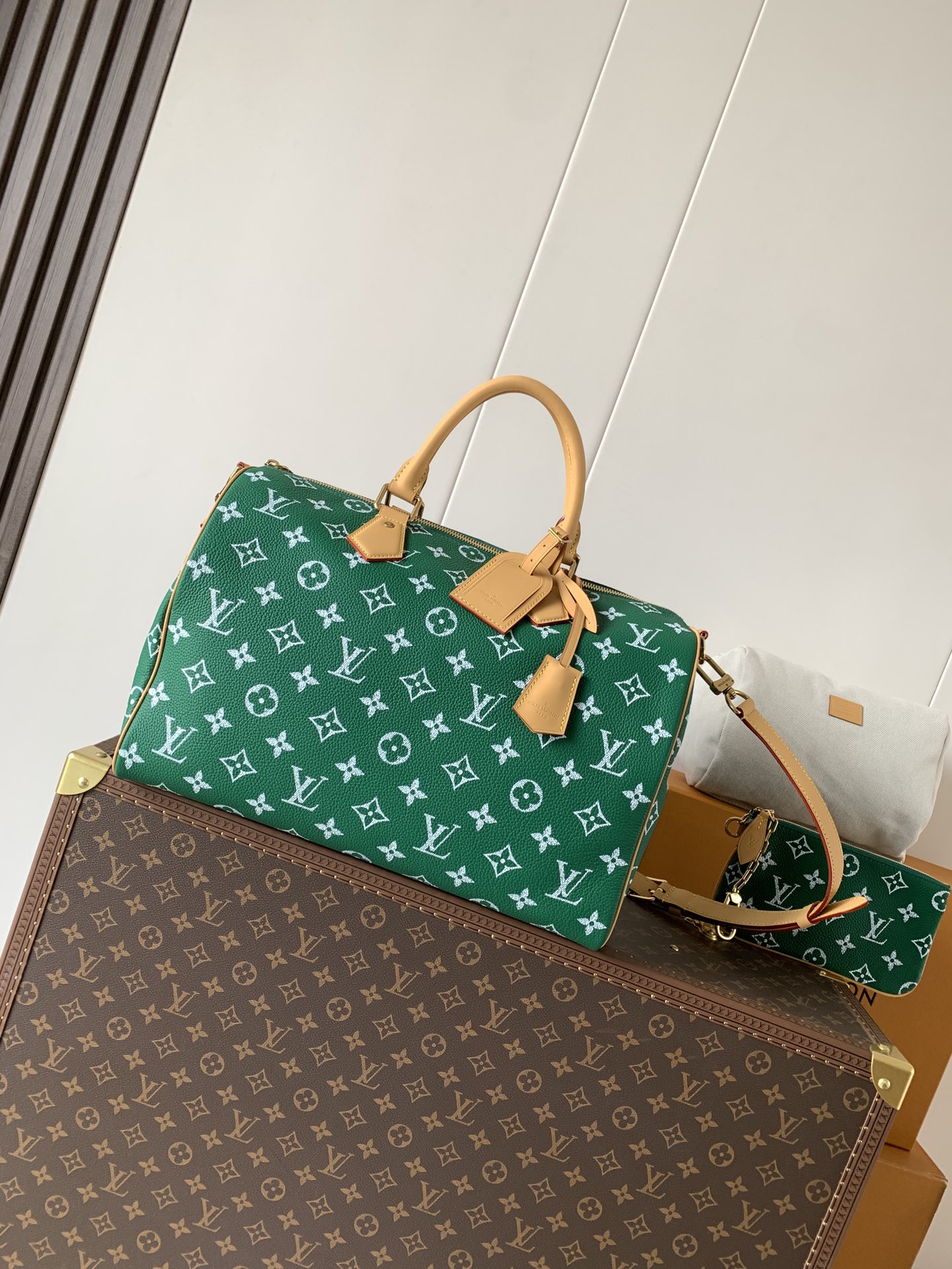 Louis Vuitton Basic Bag Cow Leather Green M-l-s
