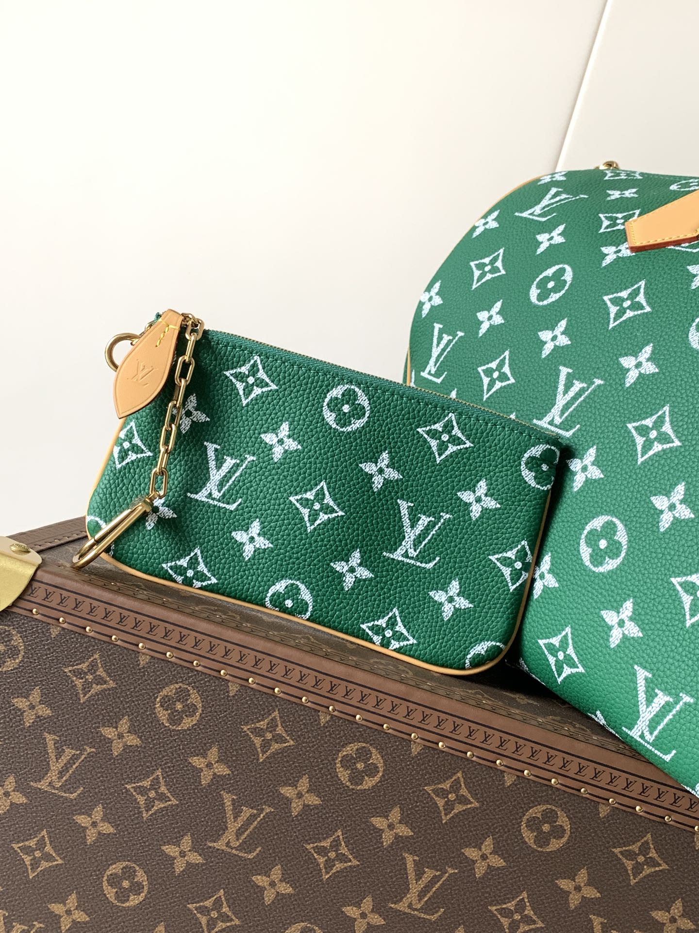 Louis Vuitton Basic Bag Cow Leather Green M-l-s