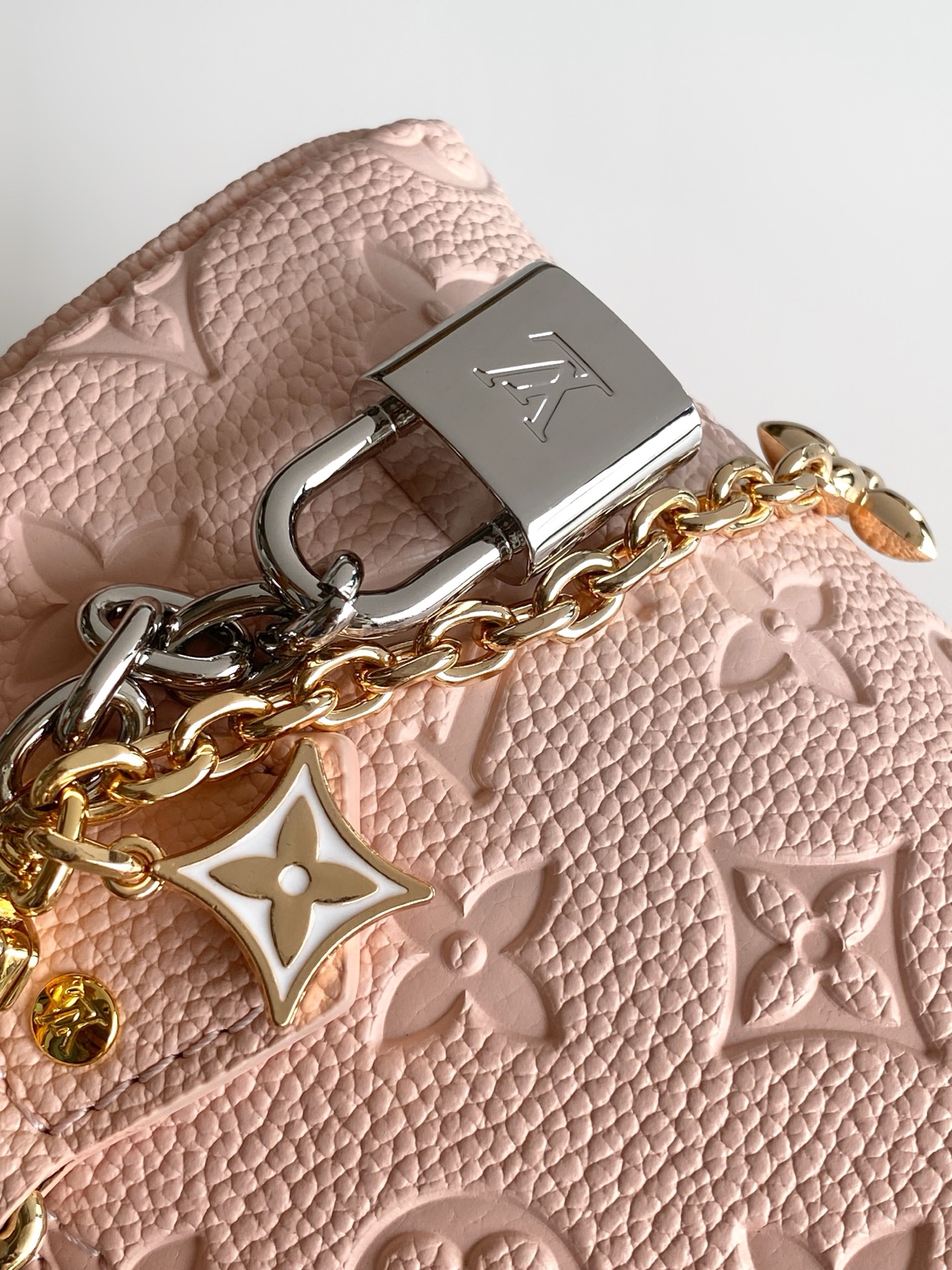 Louis Vuitton Basic Bag Real Leather Silver M-l-s