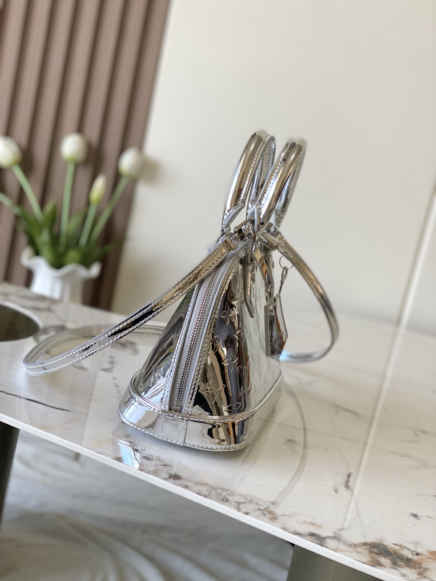 Louis Vuitton Basic Bag Canvas Silver M-l-s