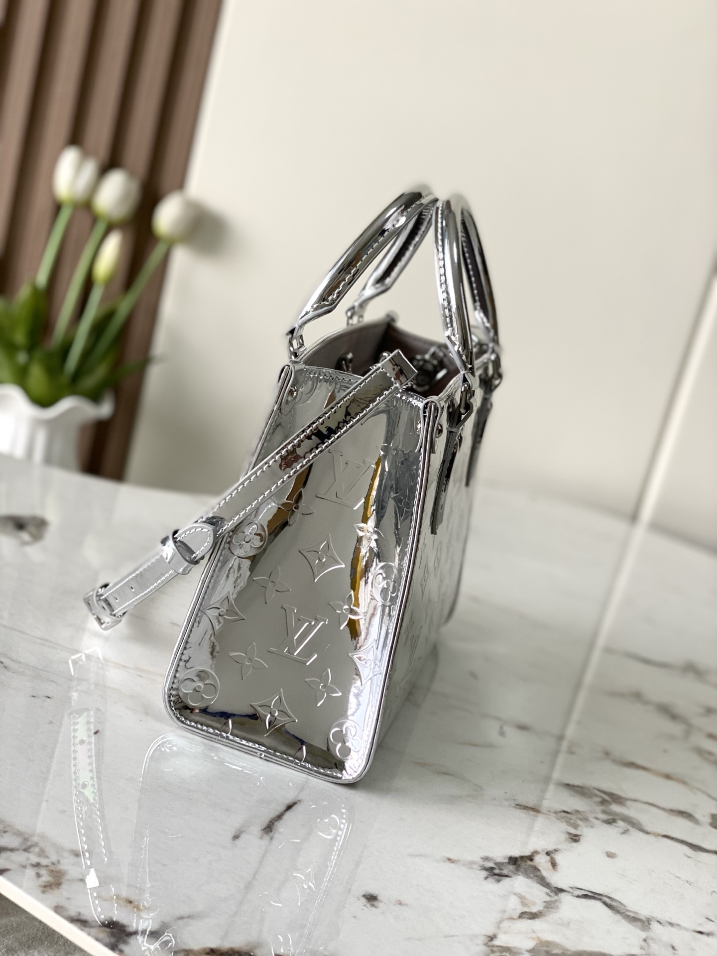 Louis Vuitton Basic Bag Canvas Silver M-l-s