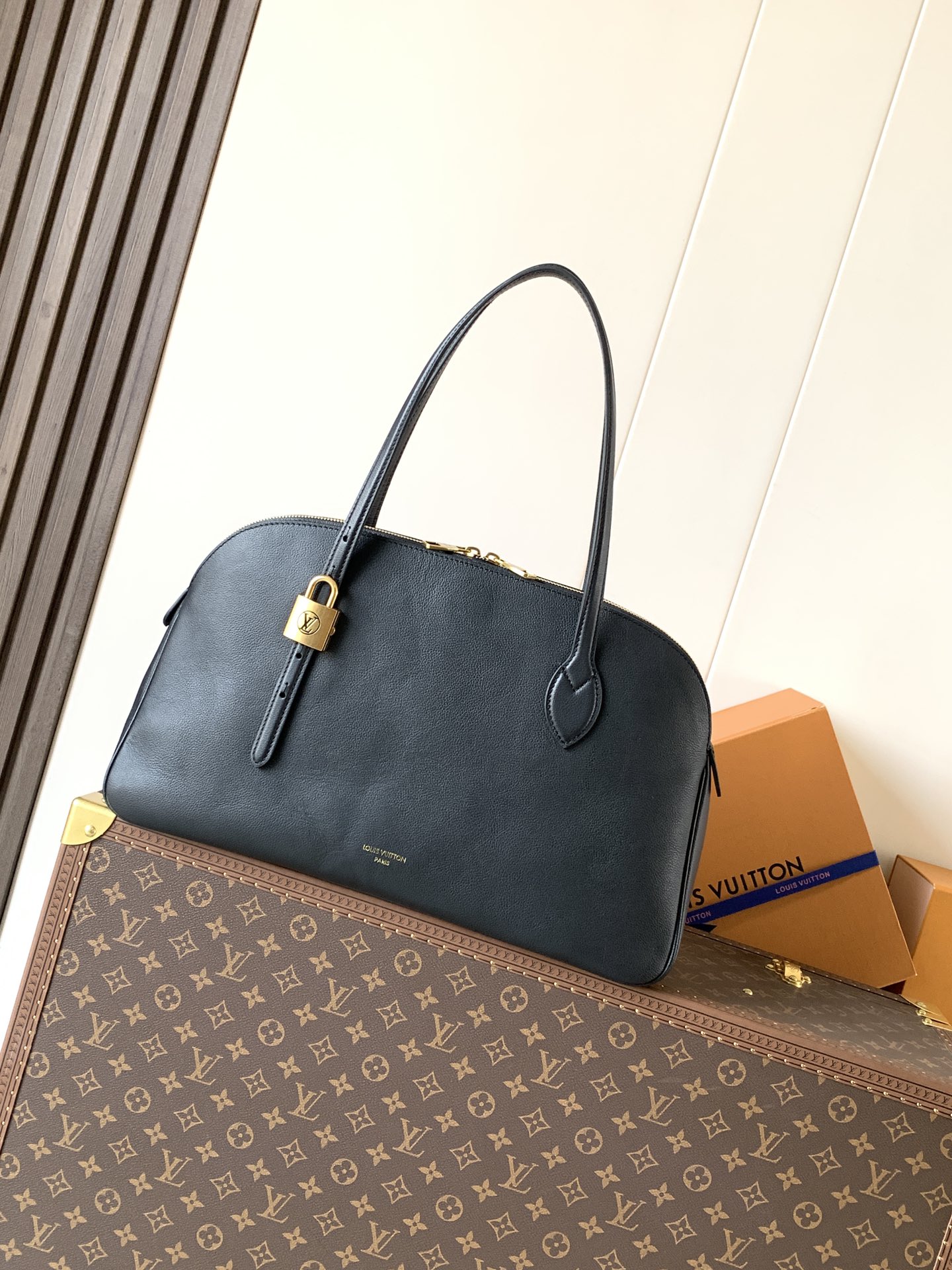 Louis Vuitton Basic Bag Cow Leather Black M-l